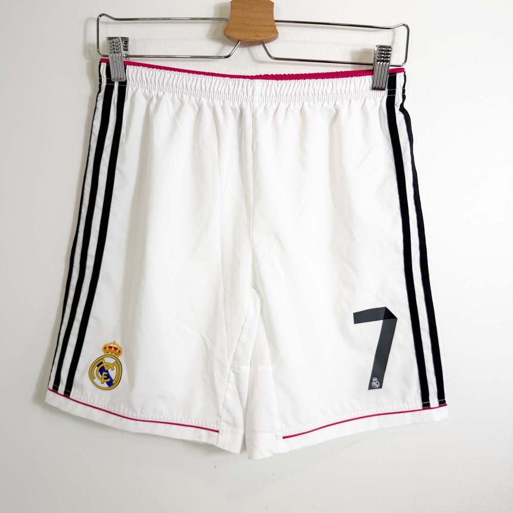 Adidas Real Madrid 2014/2015 Soccer Kit Shorts Youth Large White Ronaldo #7